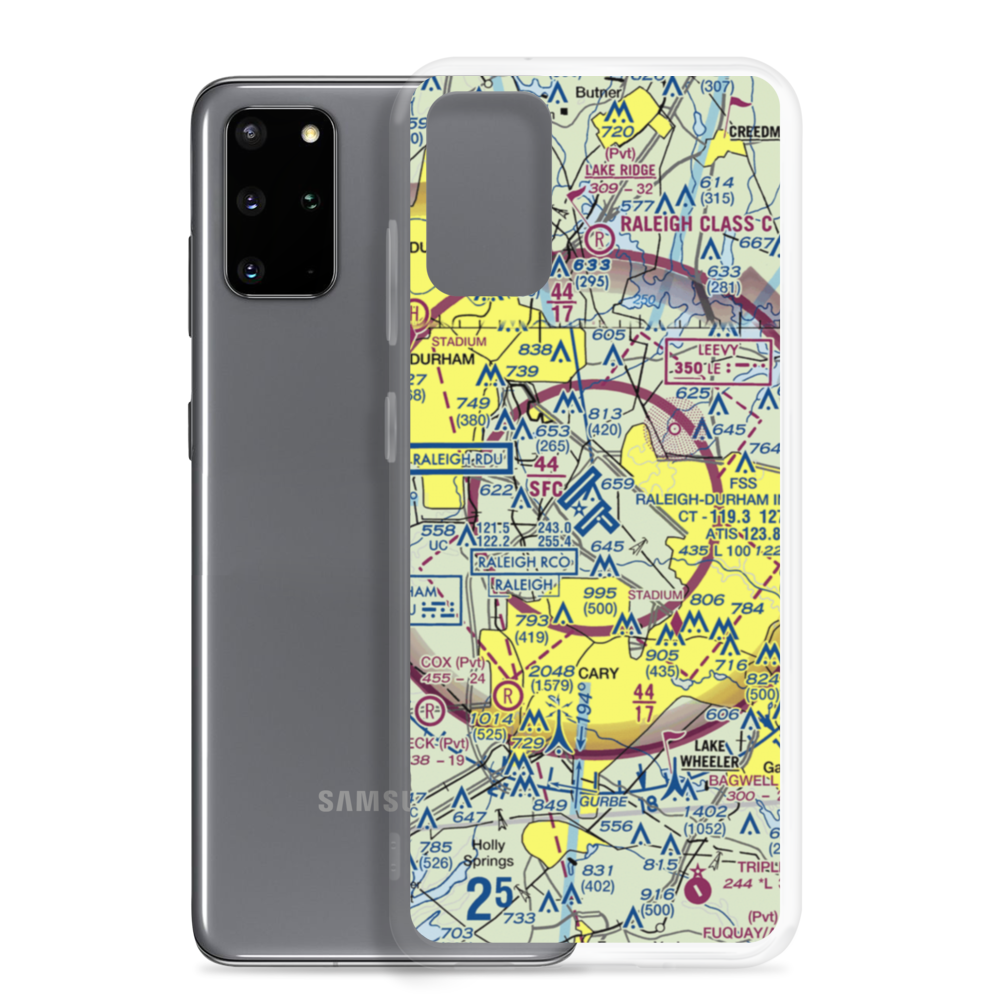 Raleigh Durham International Airport (RDU) VFR Sectional Samsung Case Samsung Galaxy S20 Plus model shown