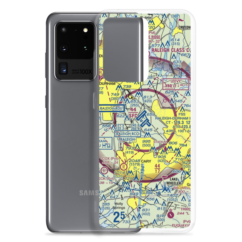Raleigh Durham International Airport (RDU) VFR Sectional Samsung Case Samsung Galaxy S20 Ultra model shown