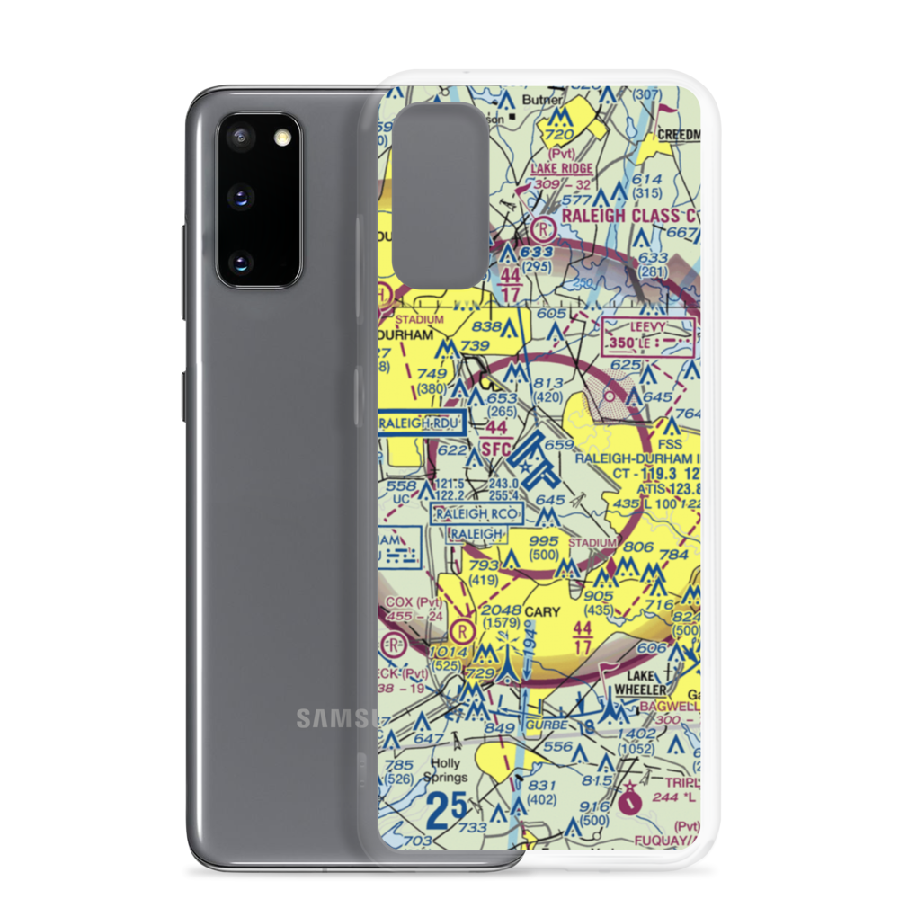 Raleigh Durham International Airport (RDU) VFR Sectional Samsung Case Samsung Galaxy S20 model shown