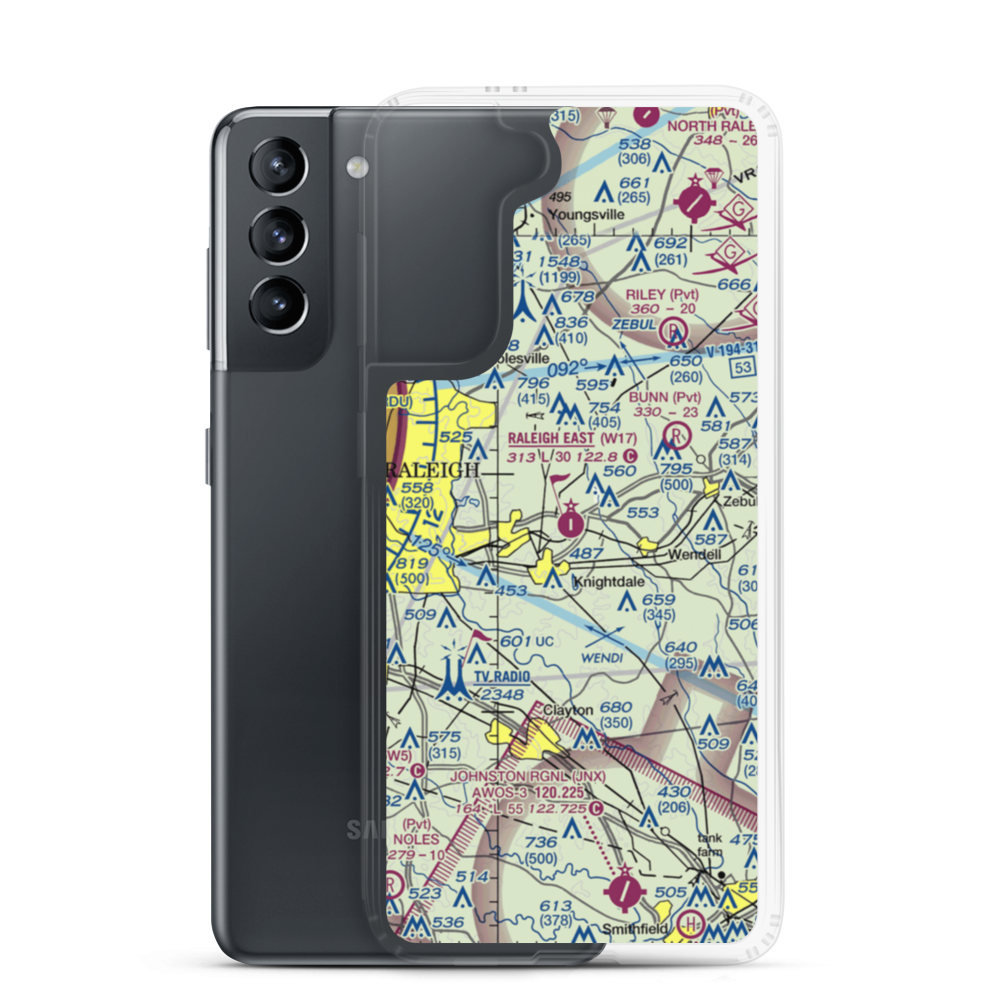 Raleigh East Airport (9NC0) VFR Sectional Samsung Case Samsung Galaxy S21 model shown
