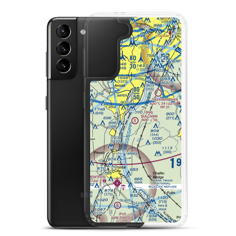 Ralph Jacobs Airport (27LL) VFR Sectional Samsung Case Samsung Galaxy S21 Plus model shown