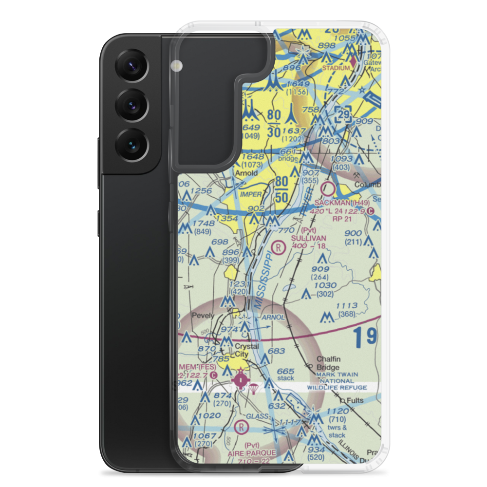 Ralph Jacobs Airport (27LL) VFR Sectional Samsung Case Samsung Galaxy S22 Plus model shown