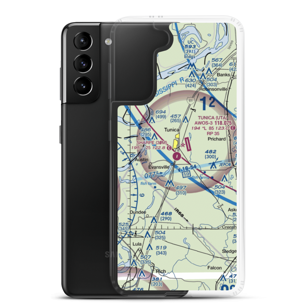 Ralph M Sharpe Airport (30M) VFR Sectional Samsung Case Samsung Galaxy S21 Plus model shown