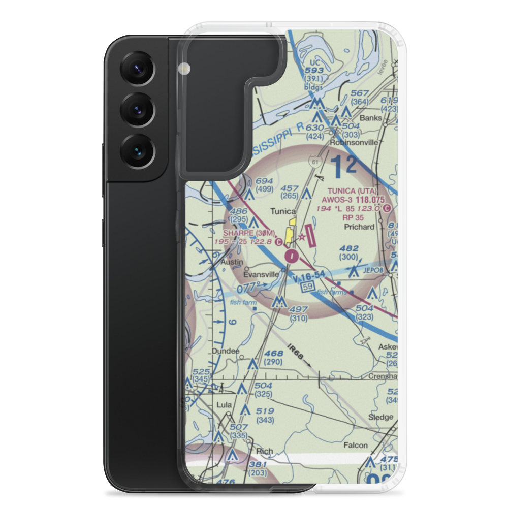 Ralph M Sharpe Airport (30M) VFR Sectional Samsung Case Samsung Galaxy S22 Plus model shown
