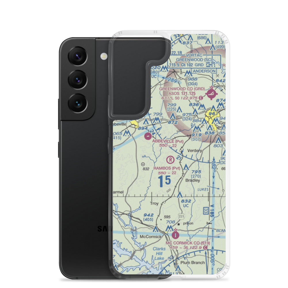 Rambos Field (SC92) VFR Sectional Samsung Case Samsung Galaxy S22 model shown