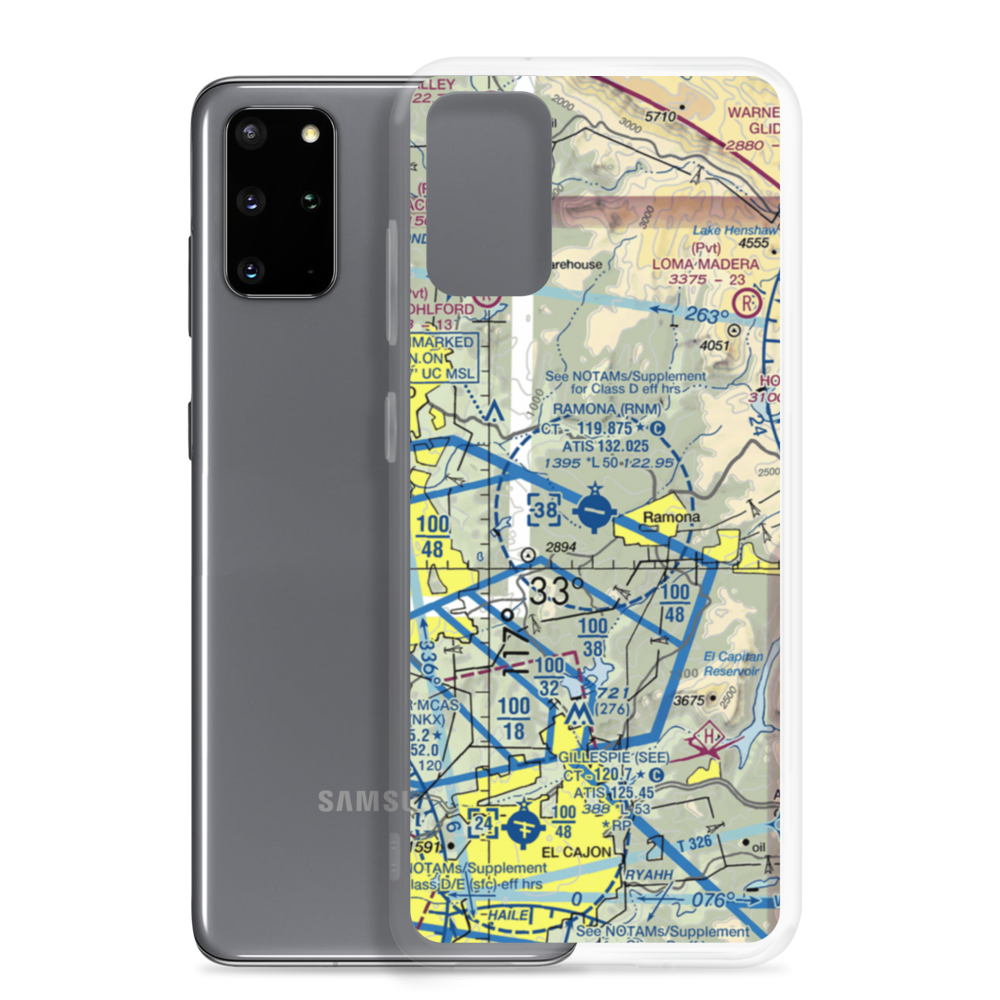 Ramona Airport (RNM) VFR Sectional Samsung Case Samsung Galaxy S20 Plus model shown