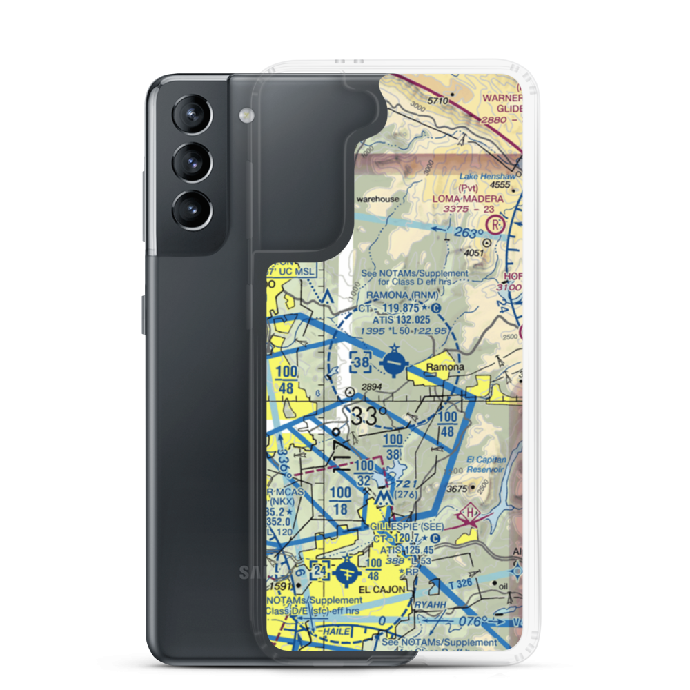 Ramona Airport (RNM) VFR Sectional Samsung Case Samsung Galaxy S21 model shown