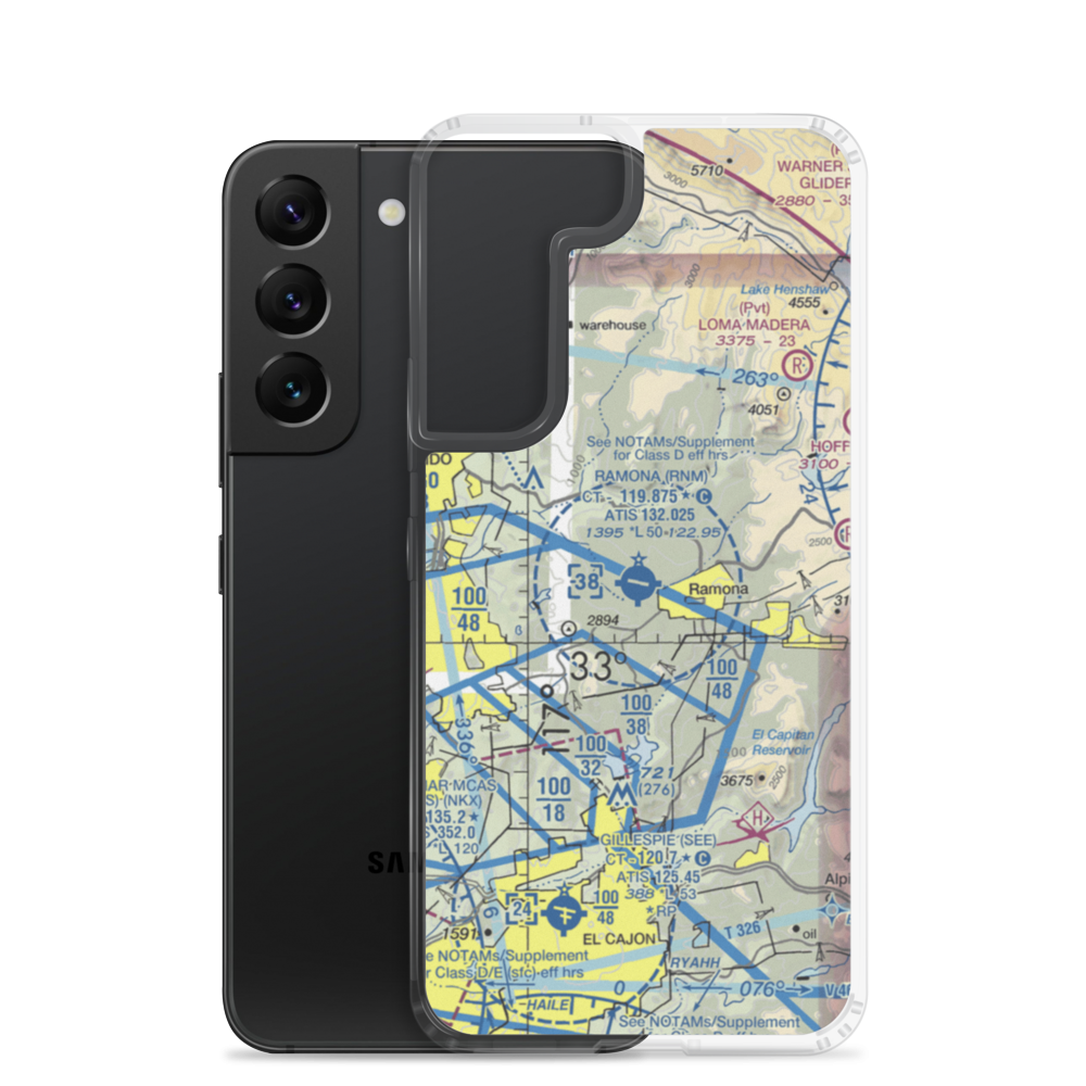 Ramona Airport (RNM) VFR Sectional Samsung Case Samsung Galaxy S22 model shown