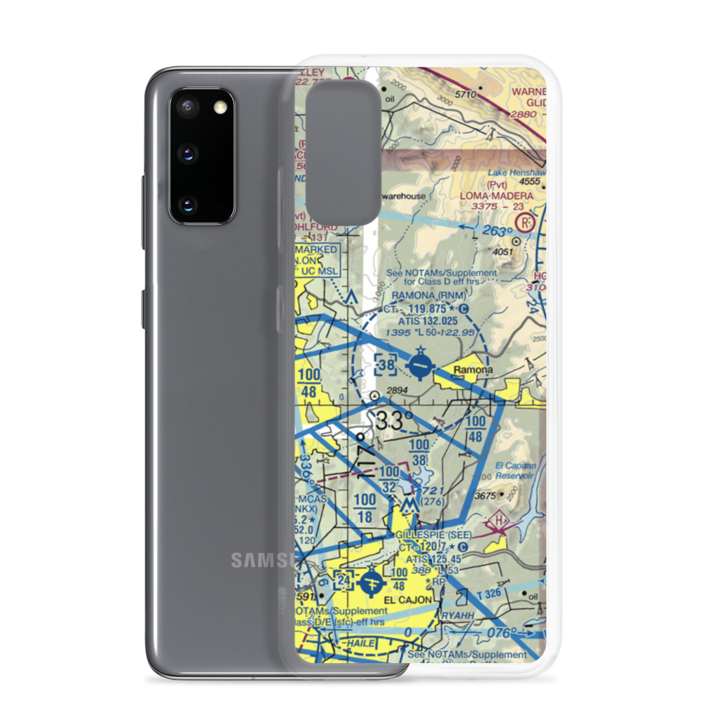 Ramona Airport (RNM) VFR Sectional Samsung Case Samsung Galaxy S20 model shown