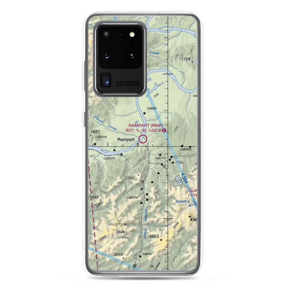 Rampart Airport (RMP) VFR Sectional Samsung Case Samsung Galaxy S20 Ultra model shown