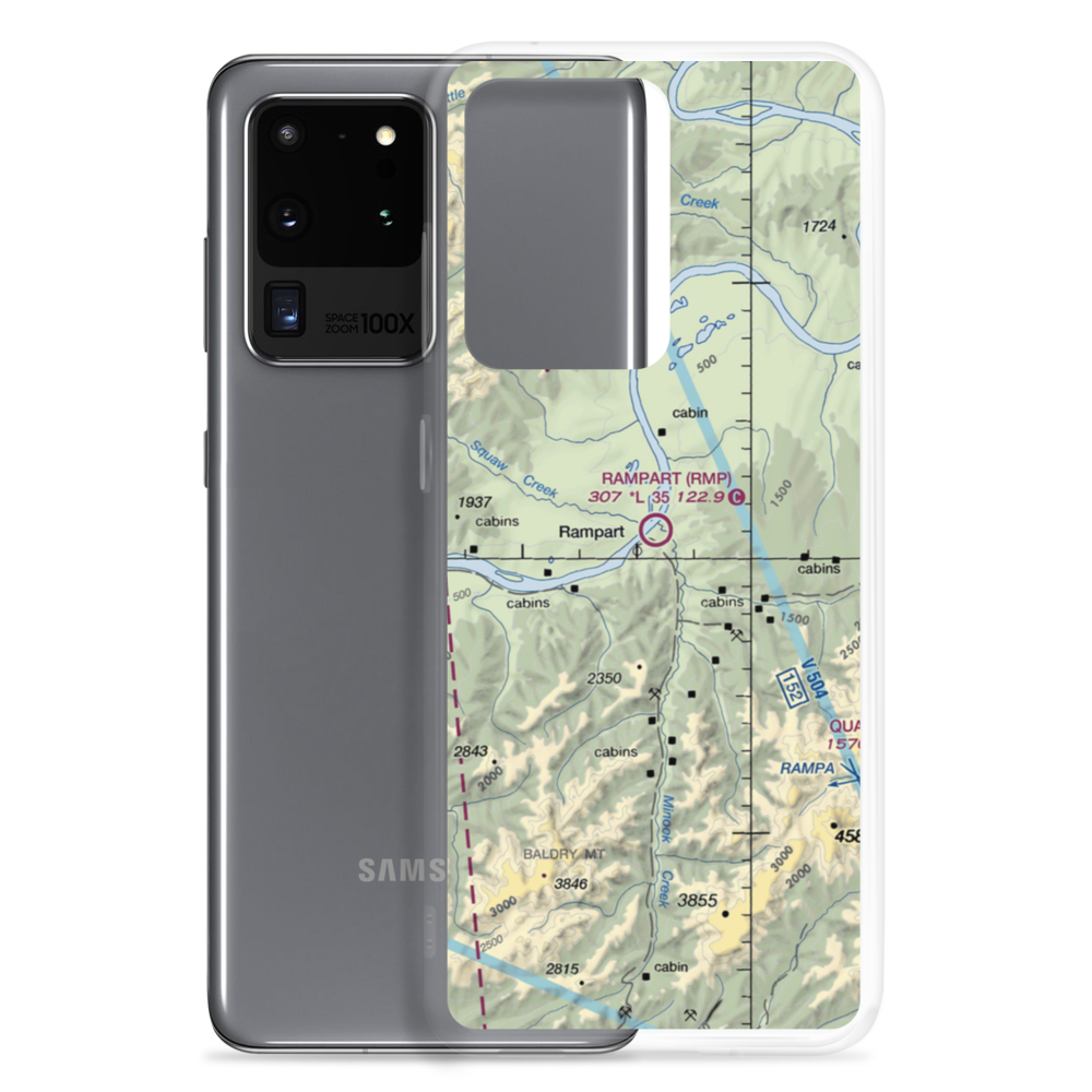 Rampart Airport (RMP) VFR Sectional Samsung Case Samsung Galaxy S20 Ultra model shown