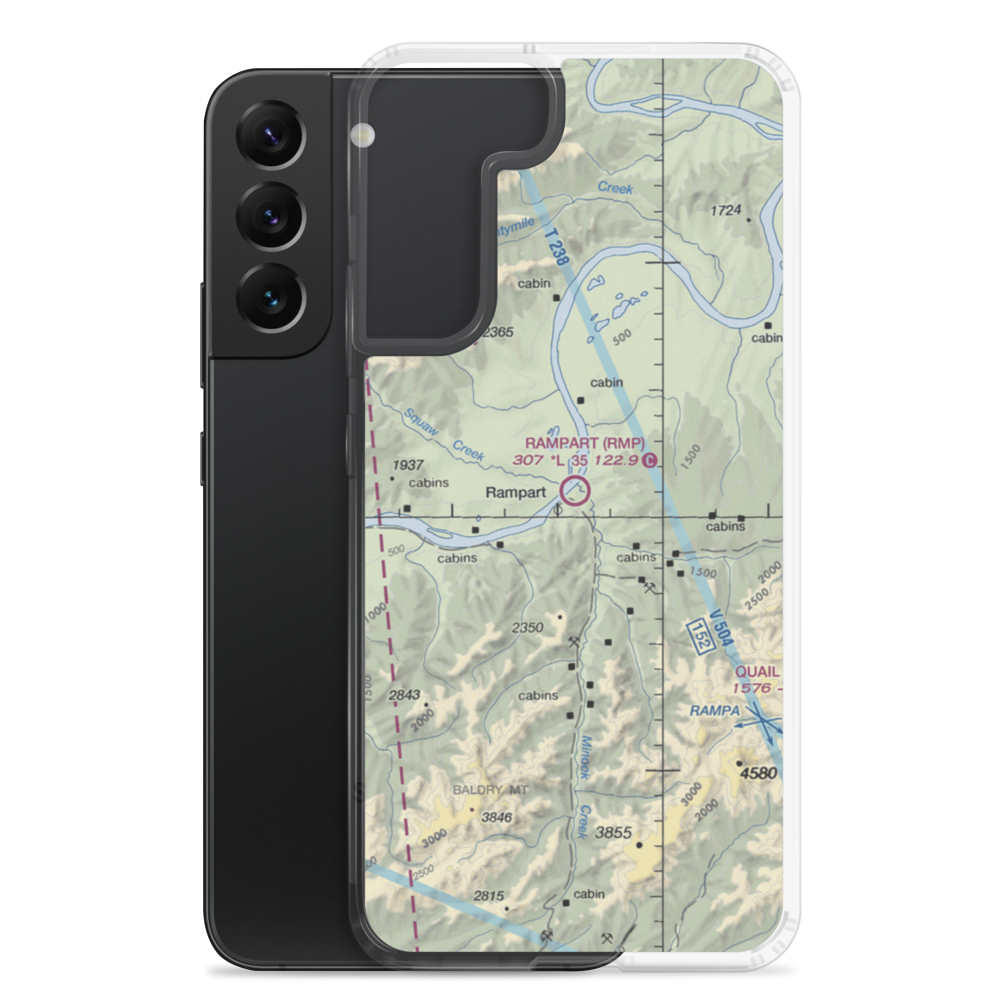 Rampart Airport (RMP) VFR Sectional Samsung Case Samsung Galaxy S22 Plus model shown