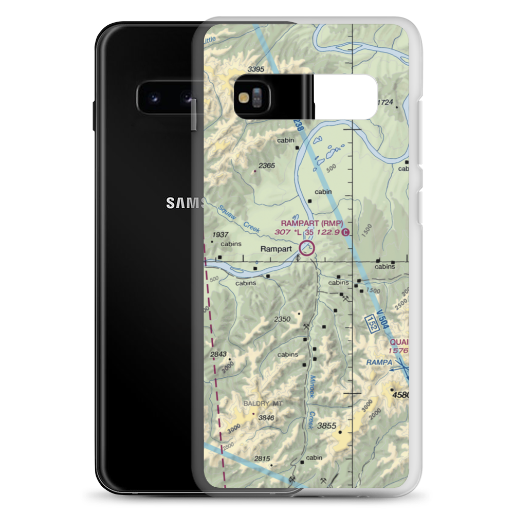 Rampart Airport (RMP) VFR Sectional Samsung Case Samsung Galaxy S10+ model shown