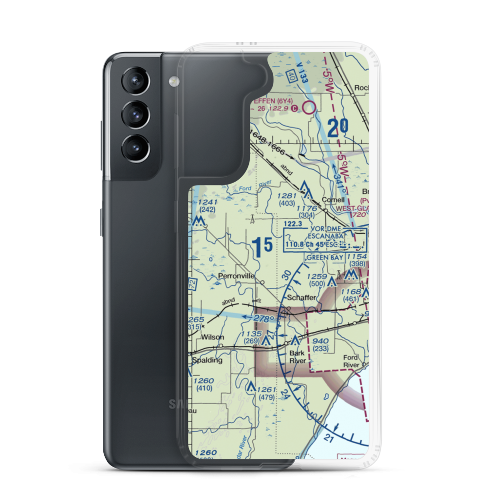 Ramsy Farm Airport (1MI4) VFR Sectional Samsung Case Samsung Galaxy S21 model shown