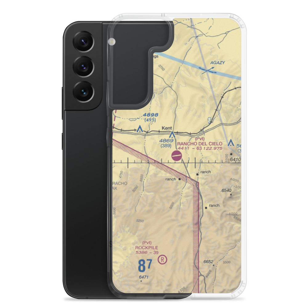 Rancho Del Cielo Airport (XS44) VFR Sectional Samsung Case Samsung Galaxy S22 Plus model shown