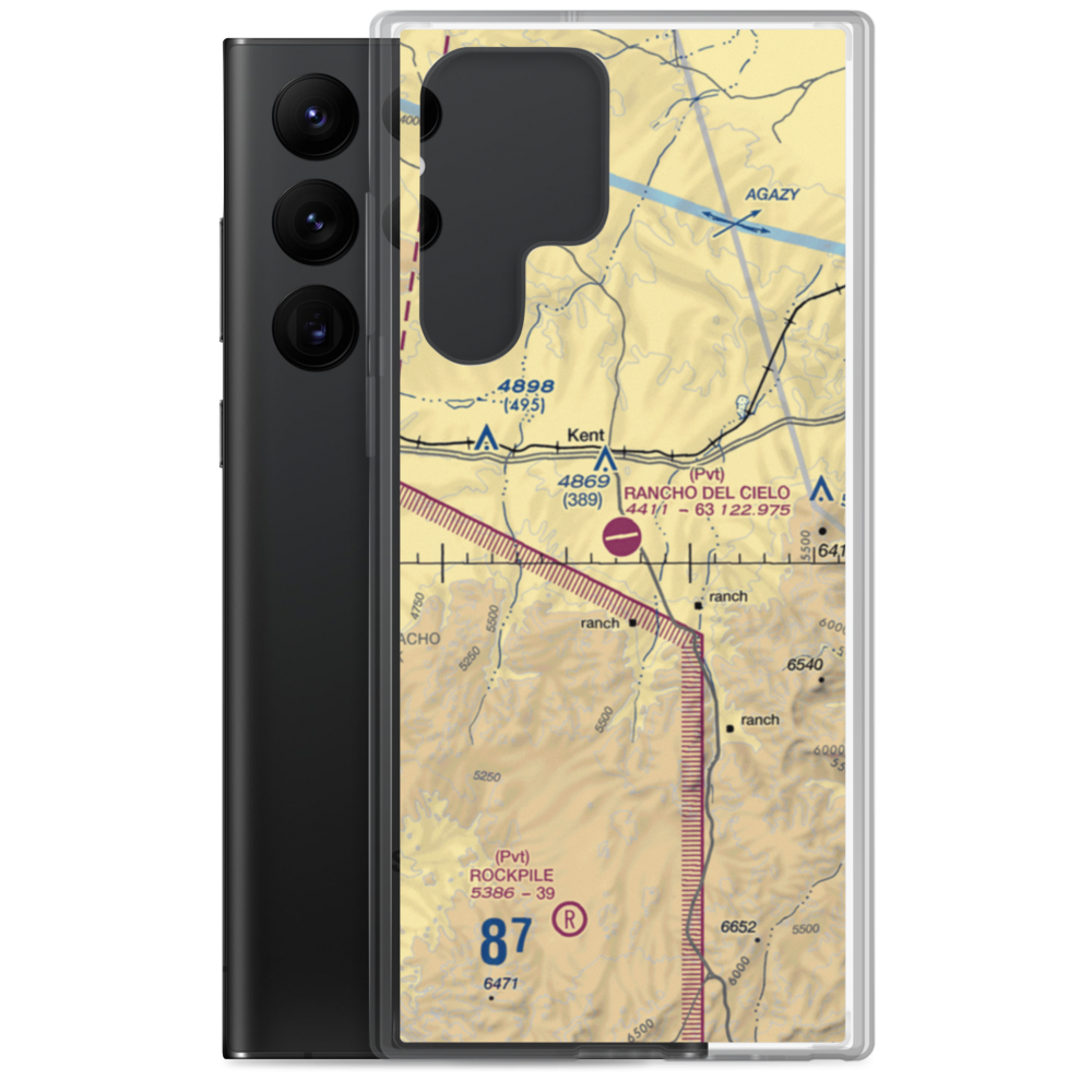 Rancho Del Cielo Airport (XS44) VFR Sectional Samsung Case Samsung Galaxy S22 Ultra model shown