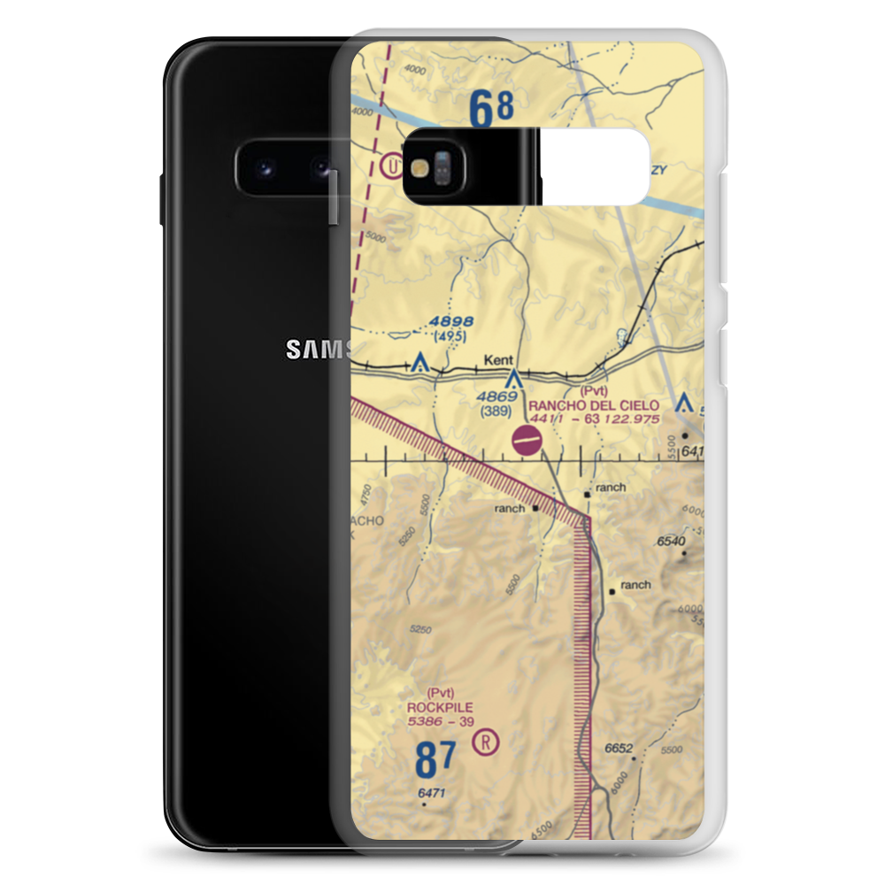 Rancho Del Cielo Airport (XS44) VFR Sectional Samsung Case Samsung Galaxy S10+ model shown