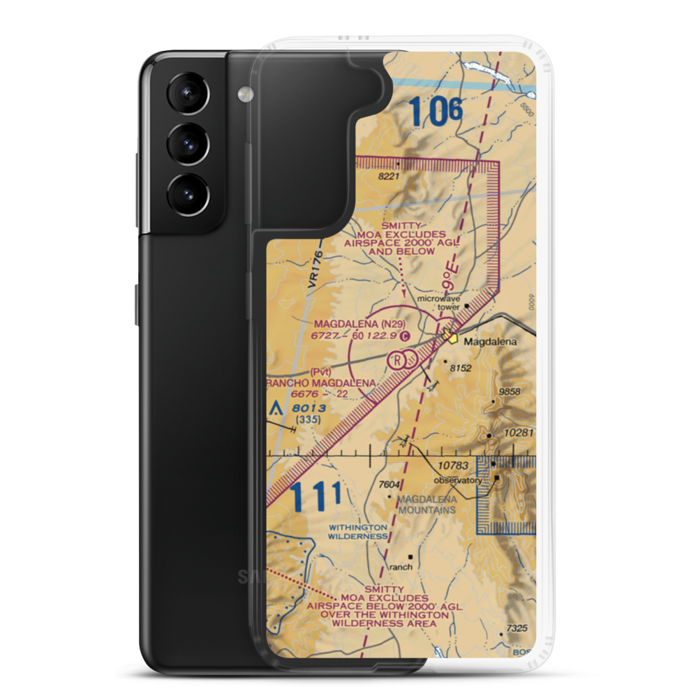 Rancho Magdalena Airport (NM01) VFR Sectional Samsung Case Samsung Galaxy S21 Plus model shown