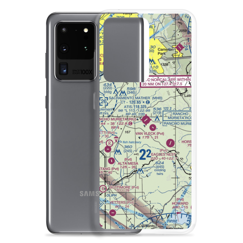 Rancho Murieta Airport (RIU) VFR Sectional Samsung Case Samsung Galaxy S20 Ultra model shown