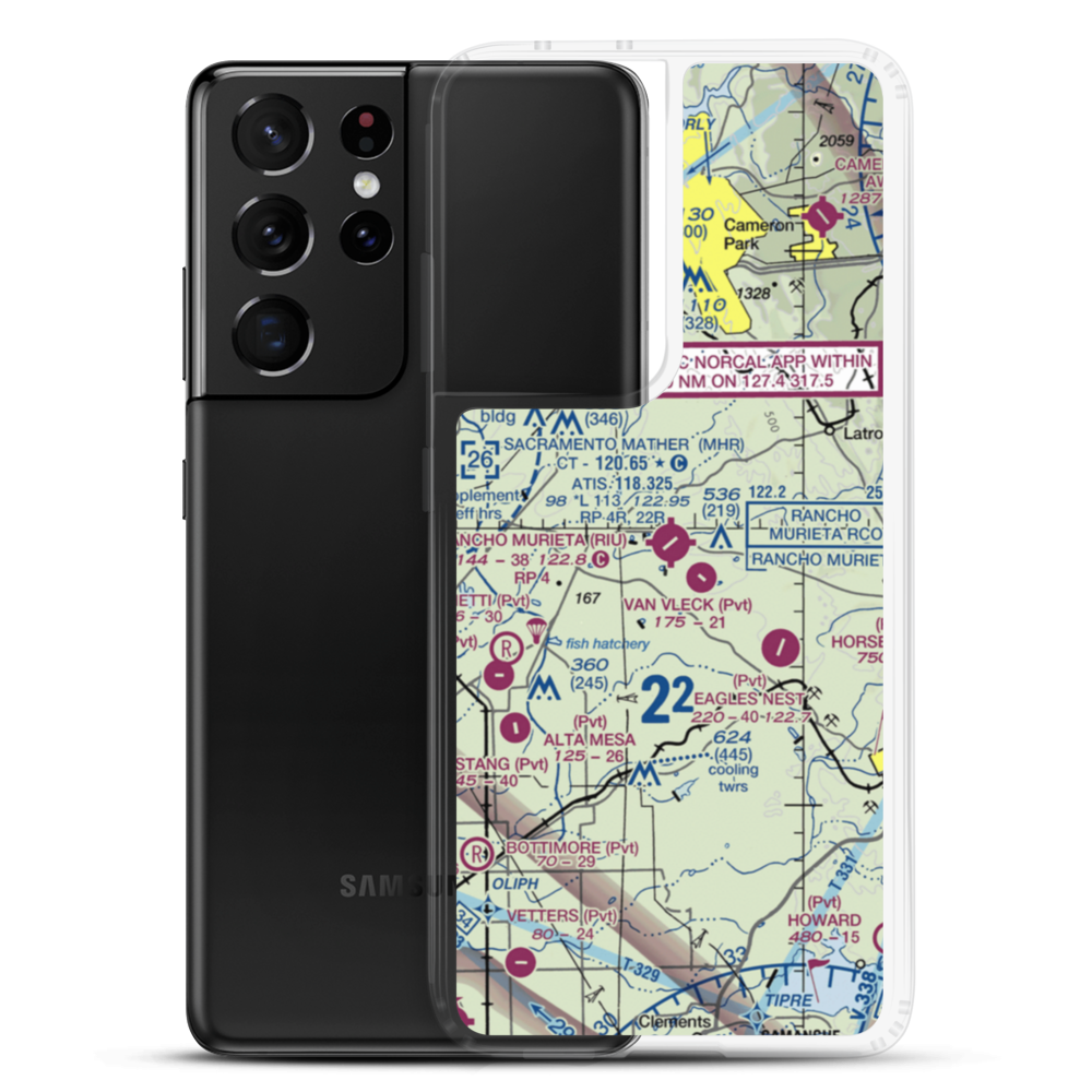 Rancho Murieta Airport (RIU) VFR Sectional Samsung Case Samsung Galaxy S21 Ultra model shown