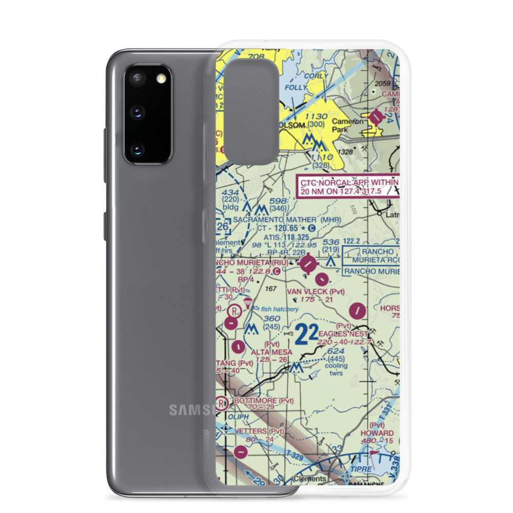 Rancho Murieta Airport (RIU) VFR Sectional Samsung Case Samsung Galaxy S20 model shown