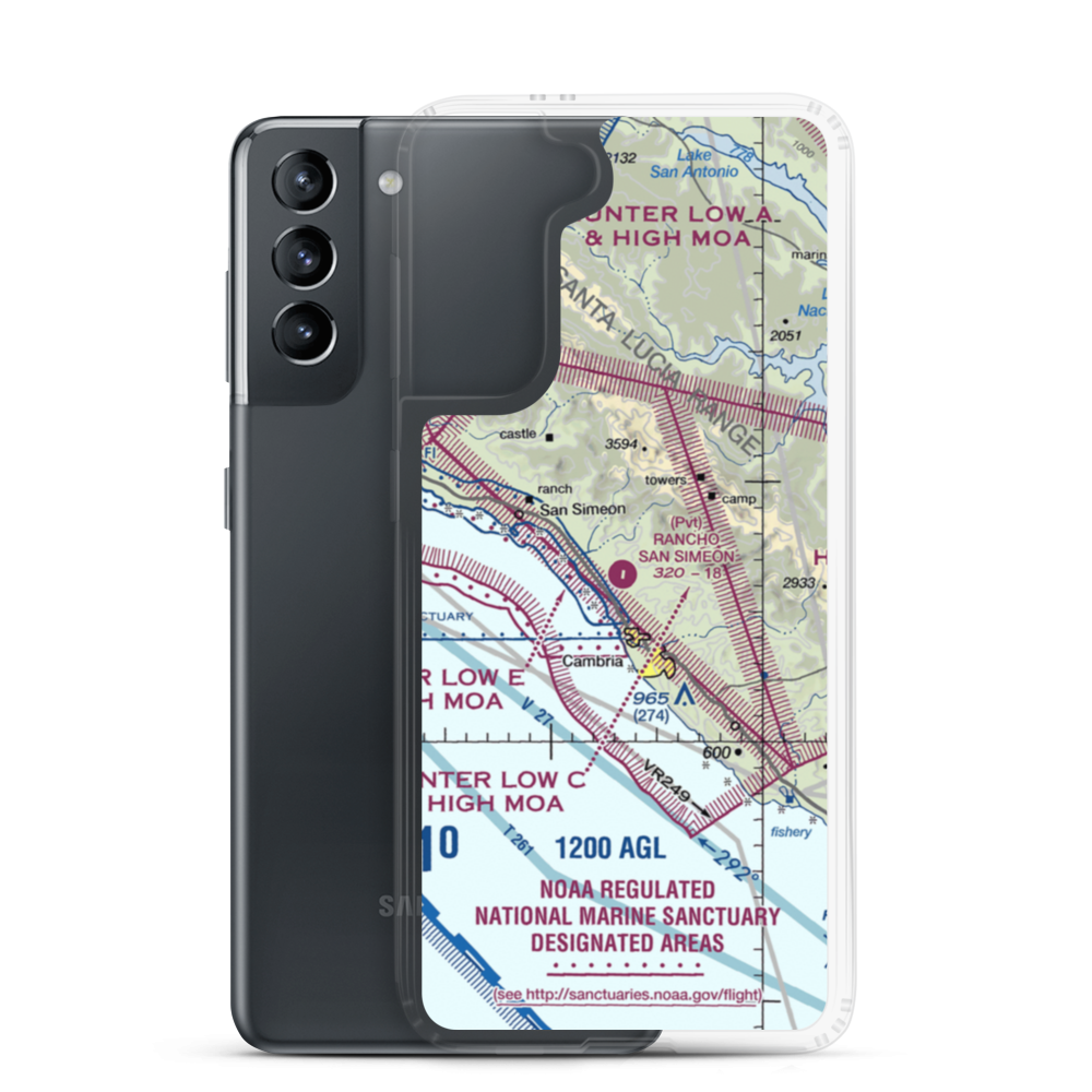 Rancho San Simeon Airport (66CA) VFR Sectional Samsung Case Samsung Galaxy S21 model shown