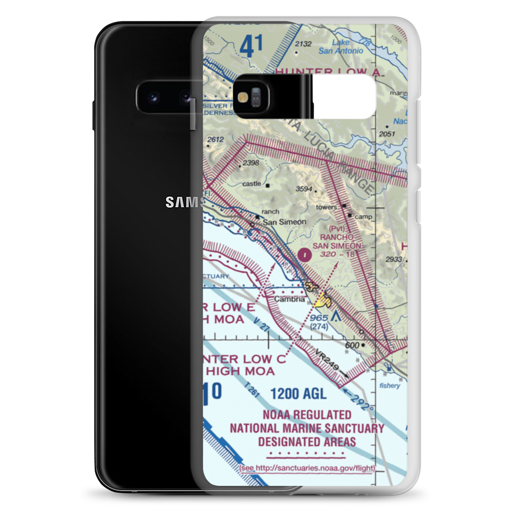 Rancho San Simeon Airport (66CA) VFR Sectional Samsung Case Samsung Galaxy S10+ model shown