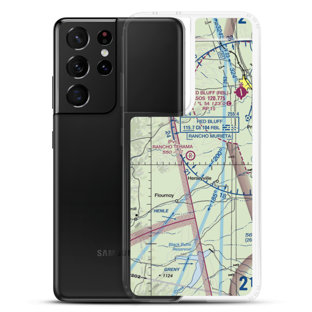 Rancho Tehama Airport (49CN) VFR Sectional Samsung Case Samsung Galaxy S21 Ultra model shown