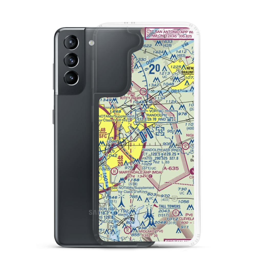 Randolph Air Force Base (RND) VFR Sectional Samsung Case Samsung Galaxy S21 model shown