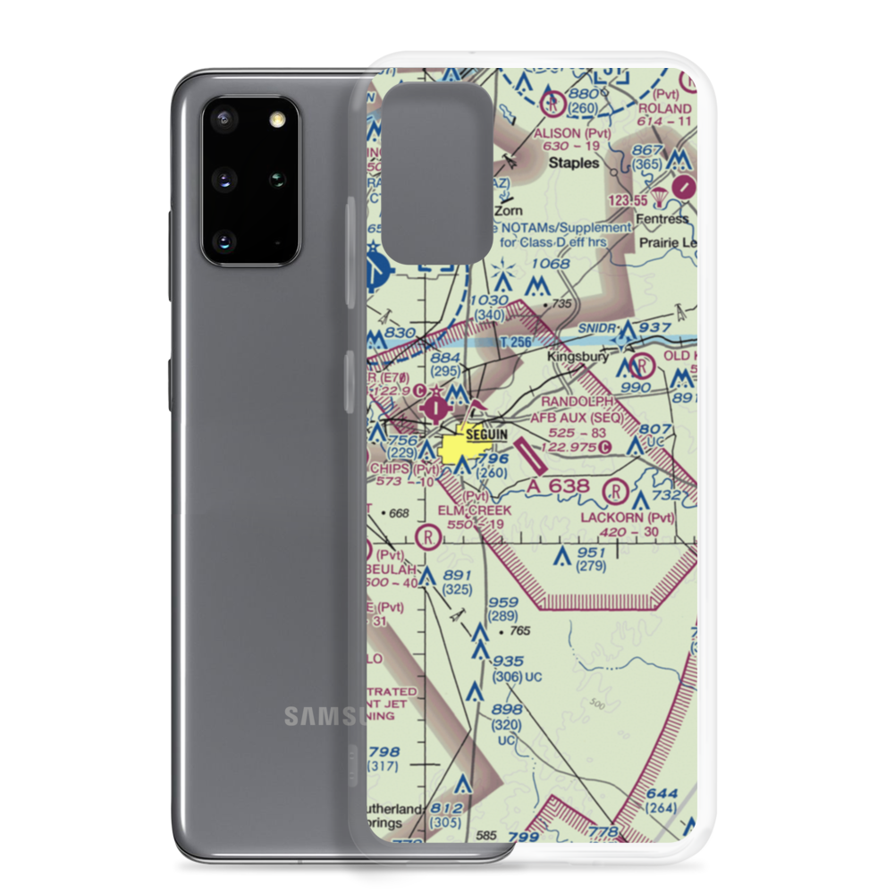 Randolph Air Force Base Auxiliary Airport (SEQ) VFR Sectional Samsung Case Samsung Galaxy S20 Plus model shown
