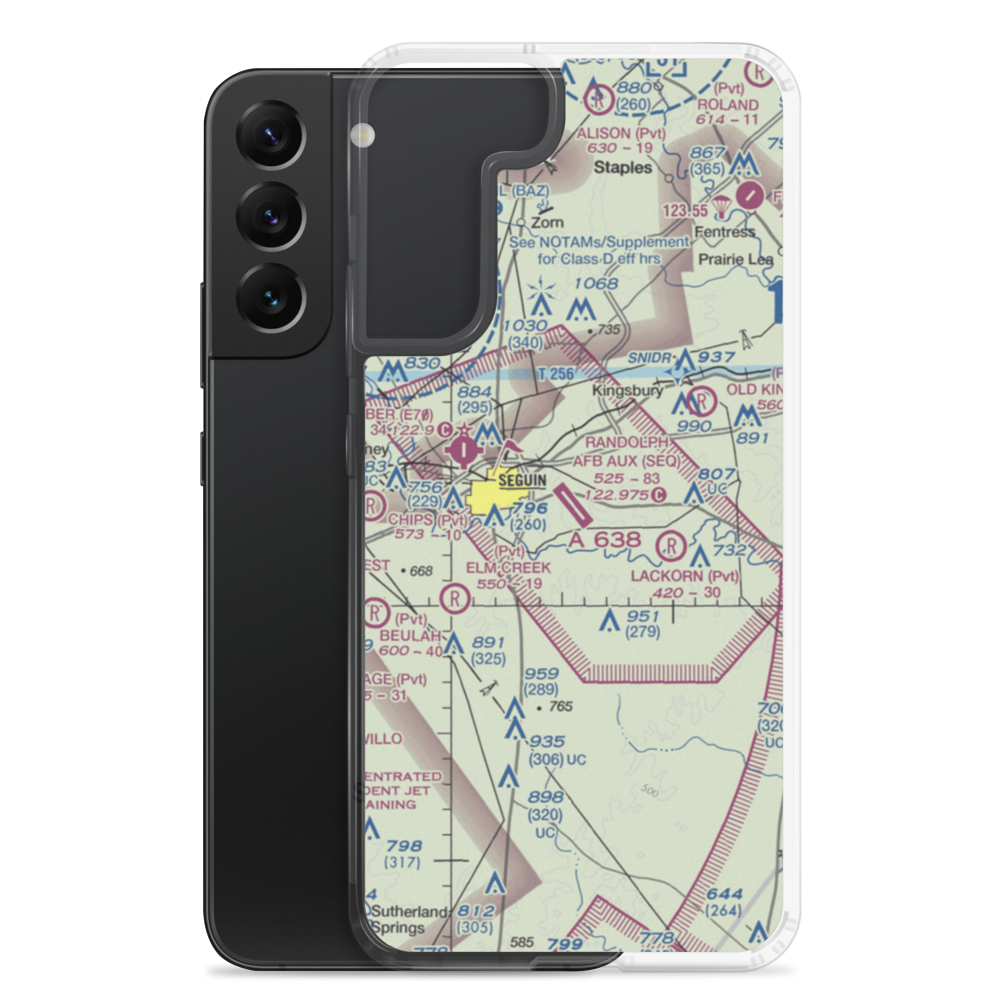 Randolph Air Force Base Auxiliary Airport (SEQ) VFR Sectional Samsung Case Samsung Galaxy S22 Plus model shown