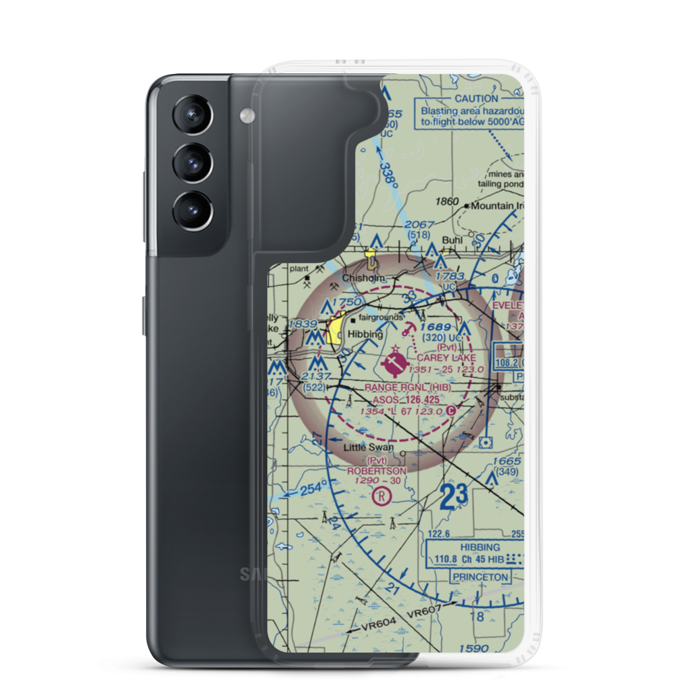 Range Regional Airport (HIB) VFR Sectional Samsung Case Samsung Galaxy S21 model shown
