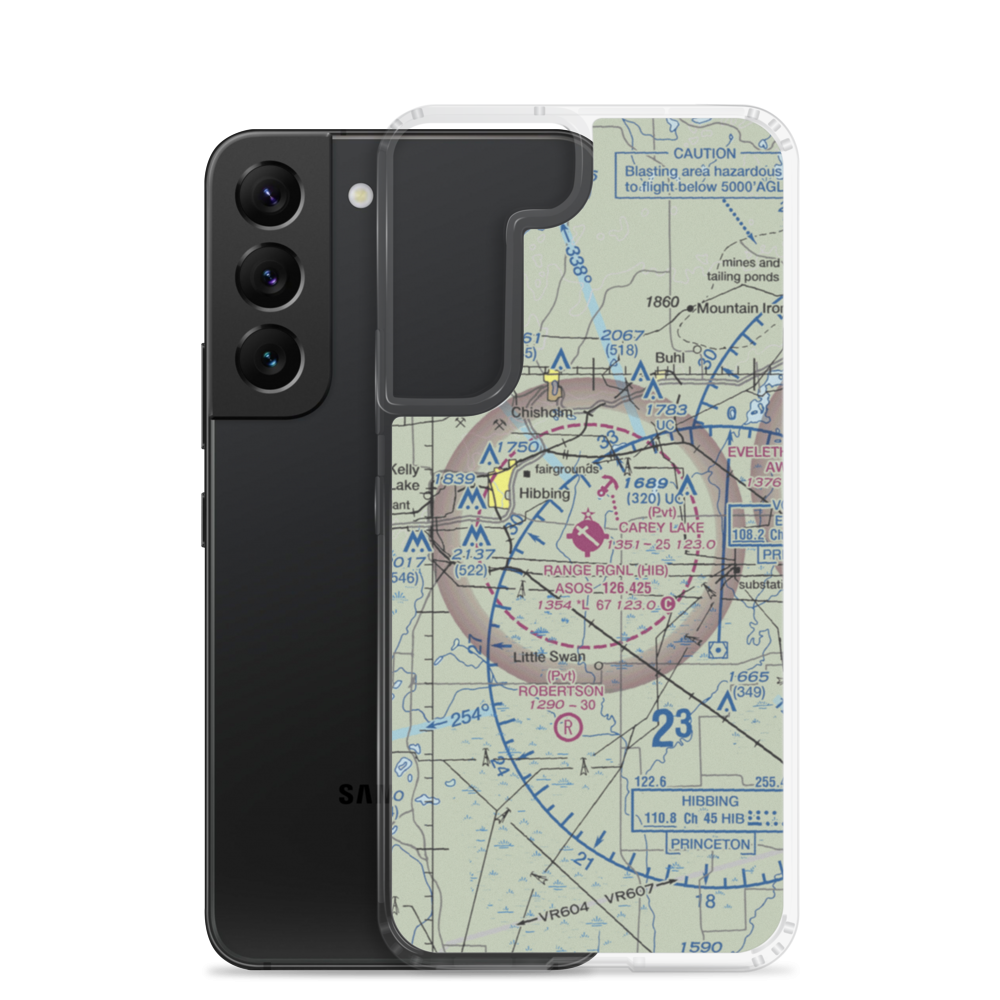 Range Regional Airport (HIB) VFR Sectional Samsung Case Samsung Galaxy S22 model shown