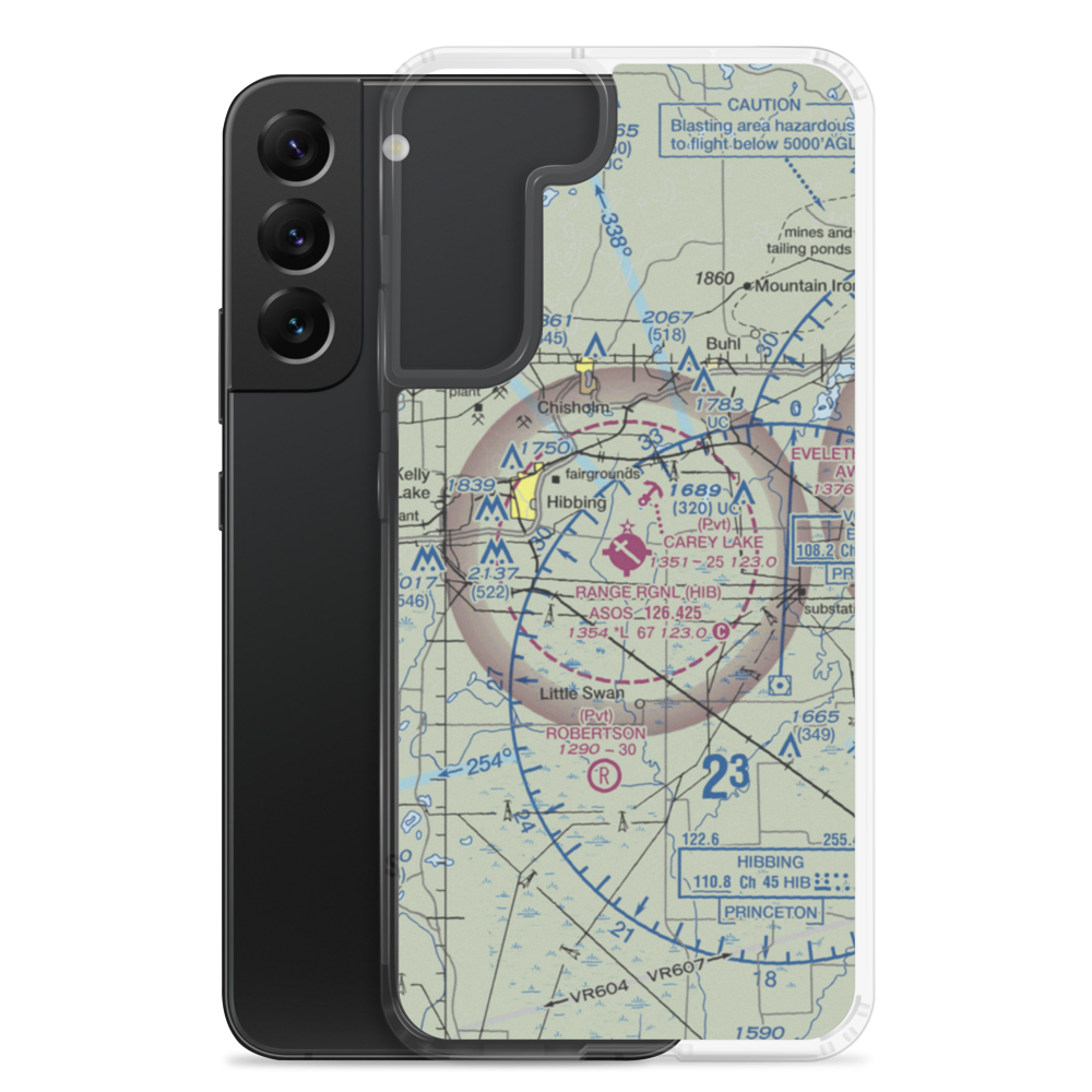 Range Regional Airport (HIB) VFR Sectional Samsung Case Samsung Galaxy S22 Plus model shown