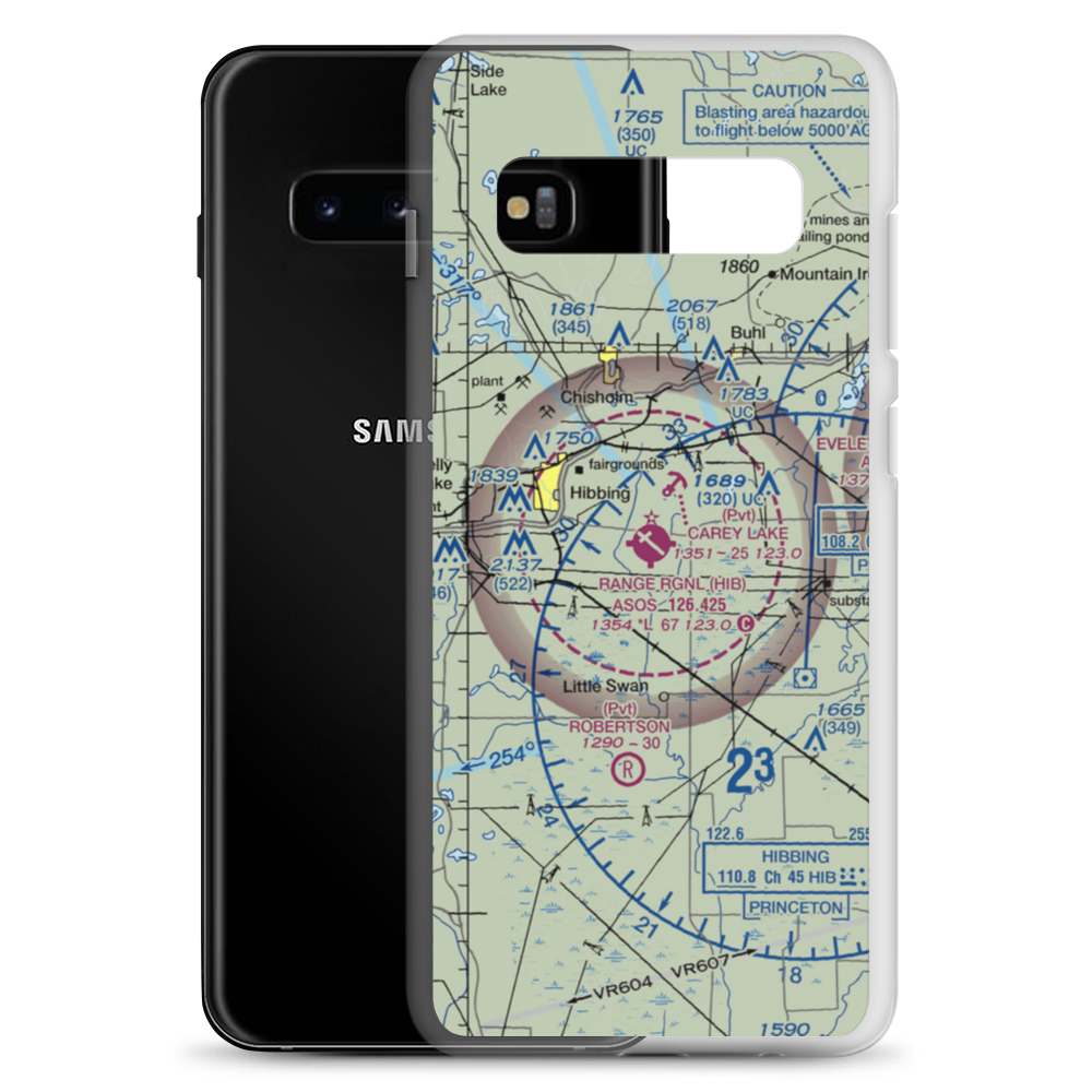 Range Regional Airport (HIB) VFR Sectional Samsung Case Samsung Galaxy S10+ model shown
