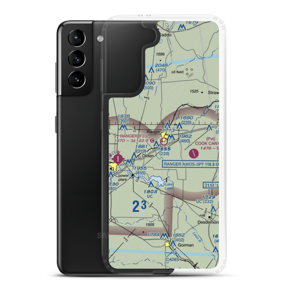 Ranger Municipal Airport (F23) VFR Sectional Samsung Case Samsung Galaxy S21 Plus model shown