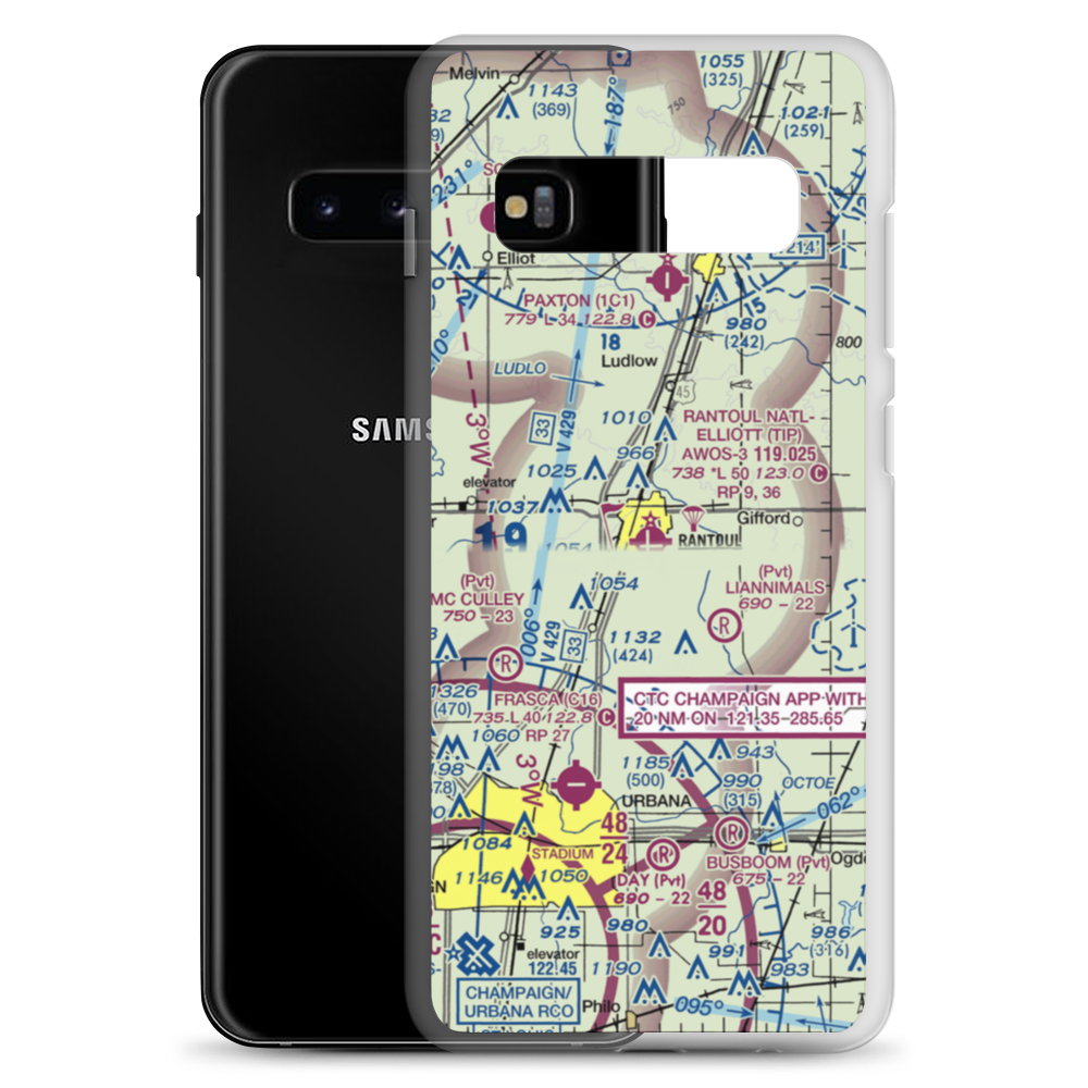 Rantoul National Avn Center-Frank Elliot field (TIP) VFR Sectional Samsung Case Samsung Galaxy S10+ model shown