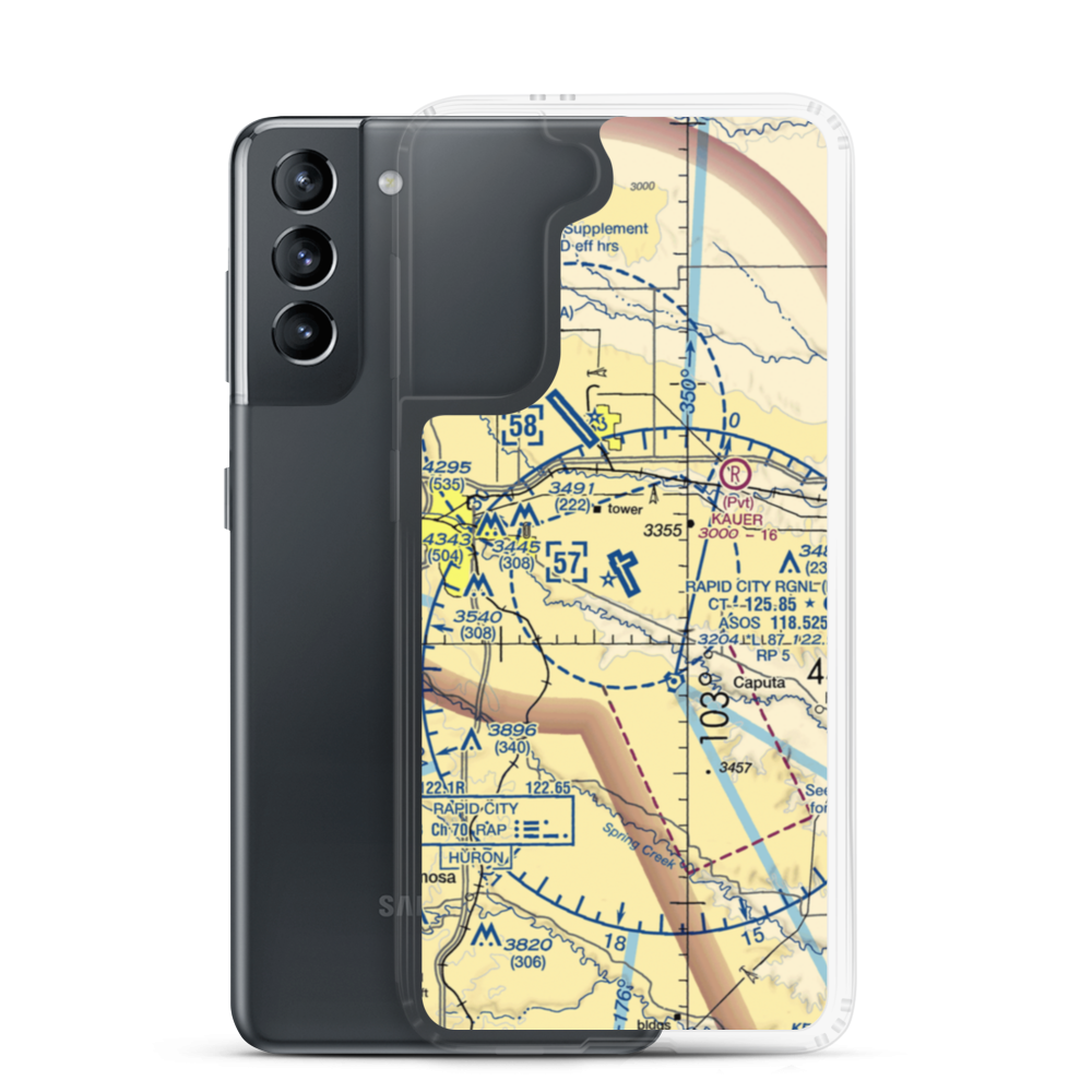 Rapid City Regional Airport (RAP) VFR Sectional Samsung Case Samsung Galaxy S21 model shown
