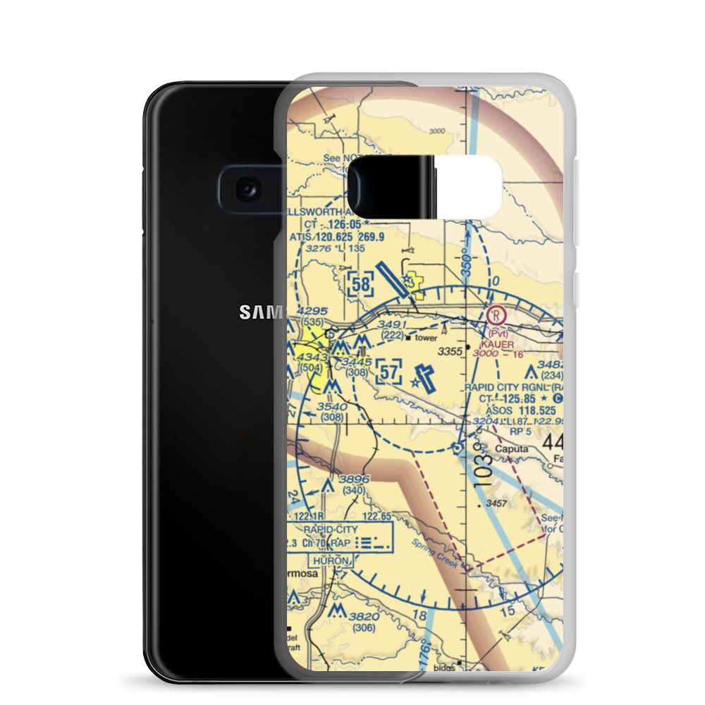 Rapid City Regional Airport (RAP) VFR Sectional Samsung Case Samsung Galaxy S10e model shown