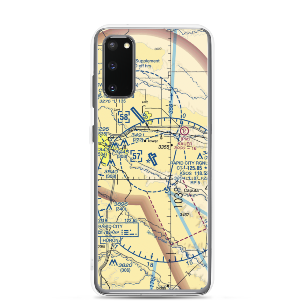 Rapid City Regional Airport (RAP) VFR Sectional Samsung Case Samsung Galaxy S20 model shown