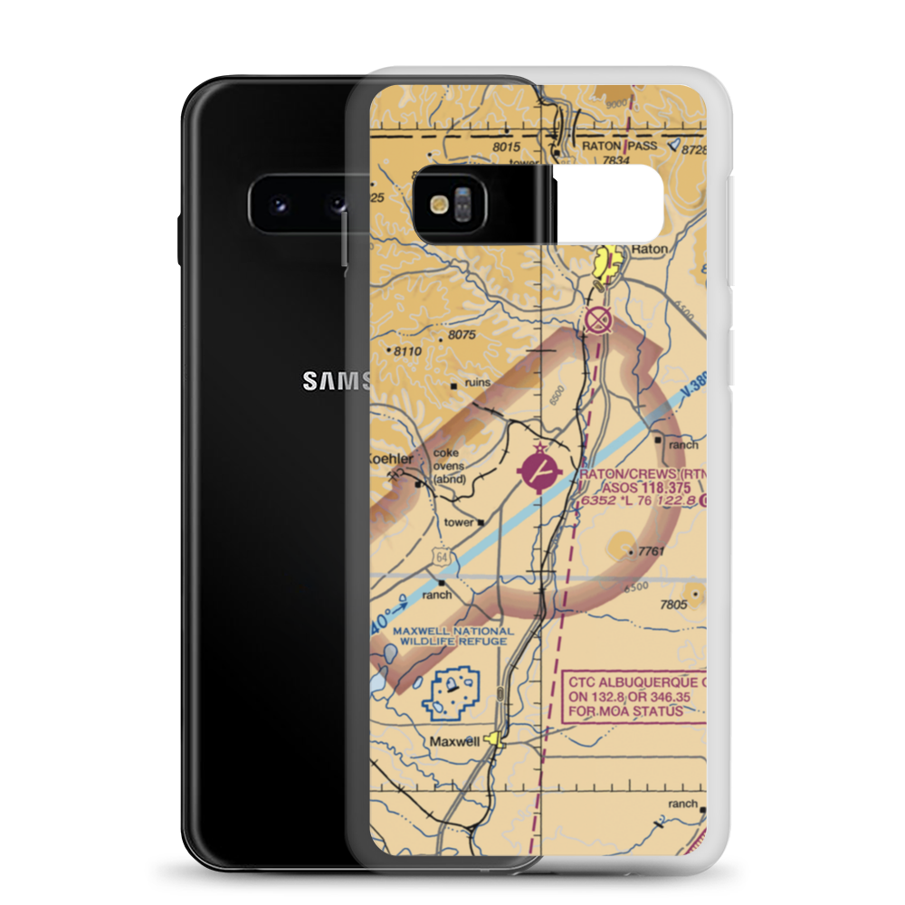 Raton Municipal-Crews Field (RTN) VFR Sectional Samsung Case Samsung Galaxy S10 model shown