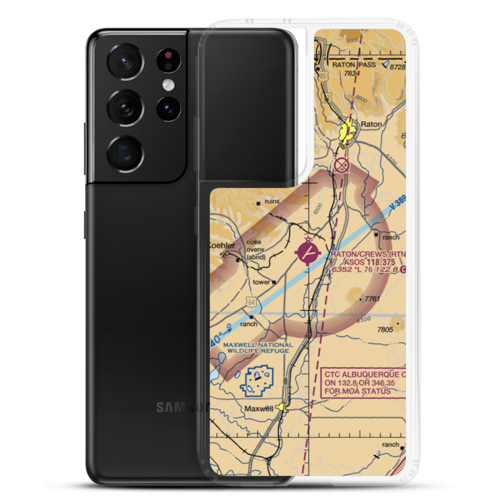 Raton Municipal-Crews Field (RTN) VFR Sectional Samsung Case Samsung Galaxy S21 Ultra model shown