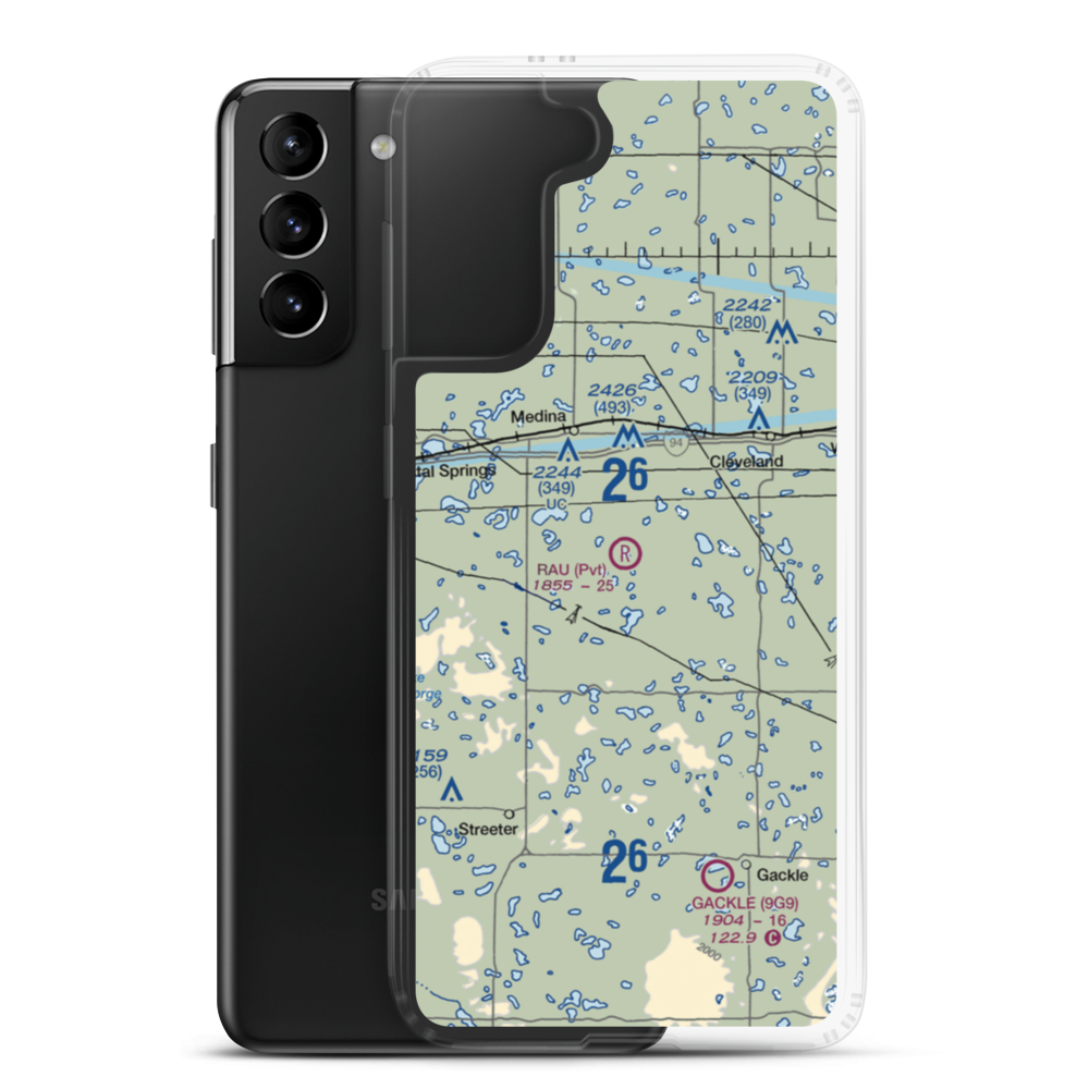 Rau Field (ND40) VFR Sectional Samsung Case Samsung Galaxy S21 Plus model shown
