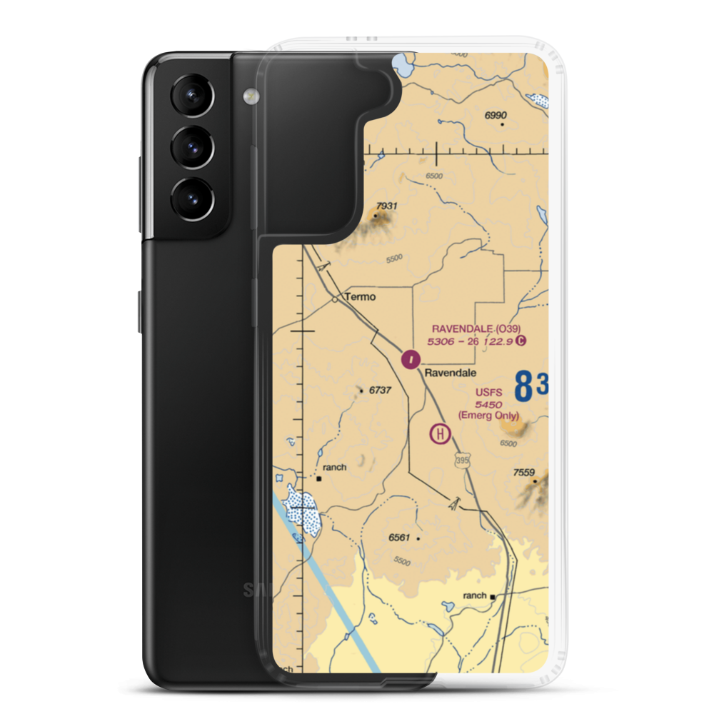 Ravendale Airport (O39) VFR Sectional Samsung Case Samsung Galaxy S21 Plus model shown