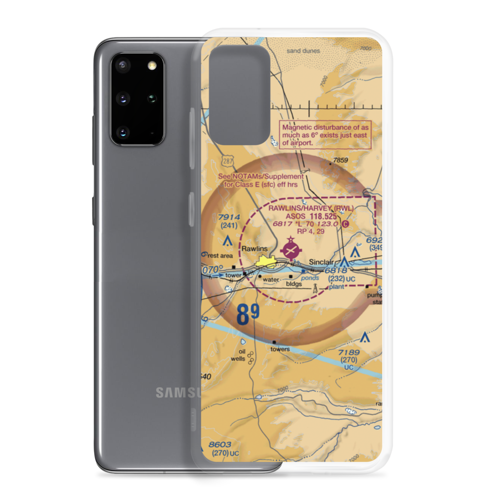 Rawlins Municipal Airport/Harvey Field (RWL) VFR Sectional Samsung Case Samsung Galaxy S20 Plus model shown