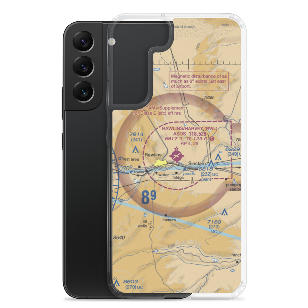 Rawlins Municipal Airport/Harvey Field (RWL) VFR Sectional Samsung Case Samsung Galaxy S22 Plus model shown