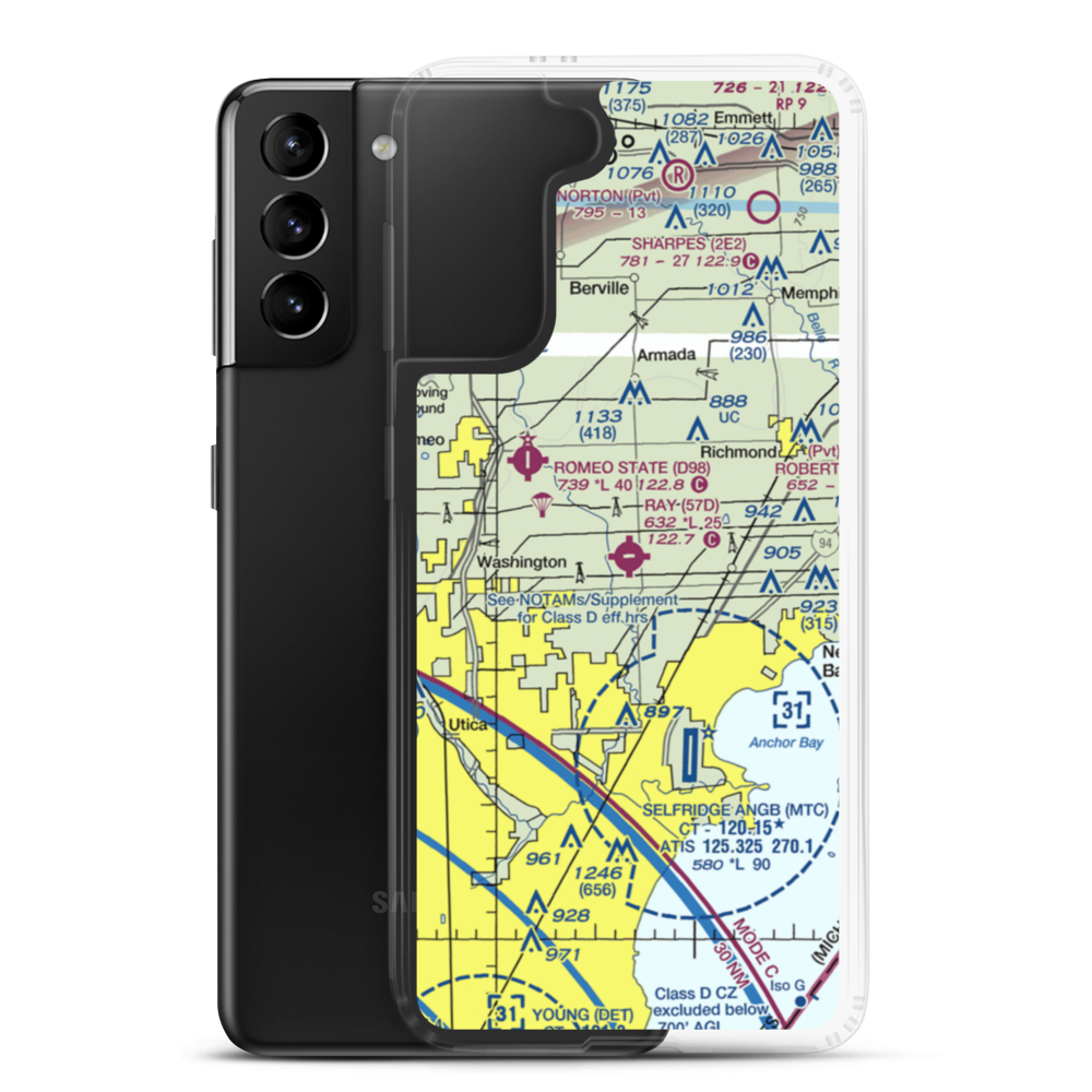 Ray Community Airport (57D) VFR Sectional Samsung Case Samsung Galaxy S21 Plus model shown