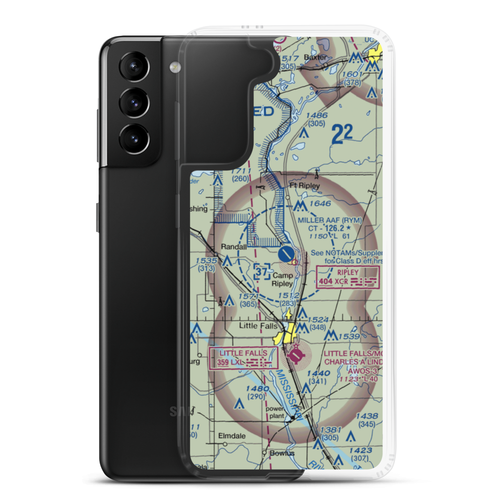 Ray S Miller Army Air Field (RYM) VFR Sectional Samsung Case Samsung Galaxy S21 Plus model shown