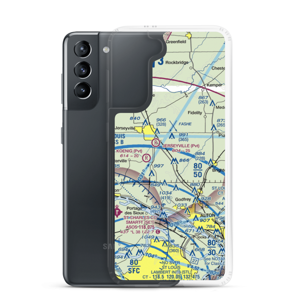 Raymond Restricted Landing Area (LL49) VFR Sectional Samsung Case Samsung Galaxy S21 model shown