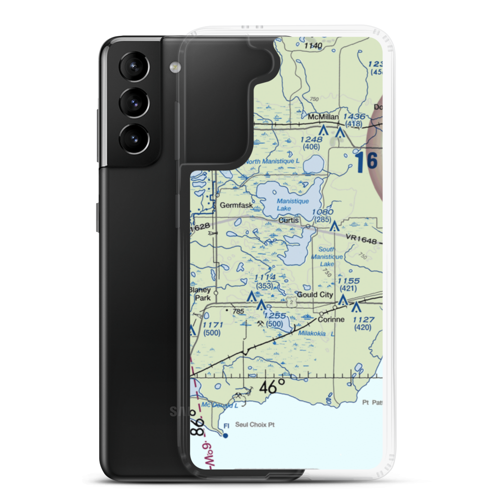 Read Seaplane Base (MI03) VFR Sectional Samsung Case Samsung Galaxy S21 Plus model shown